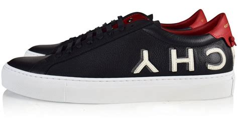 givenchy black red reverse logo street trainers|givenchy wedge sneakers.